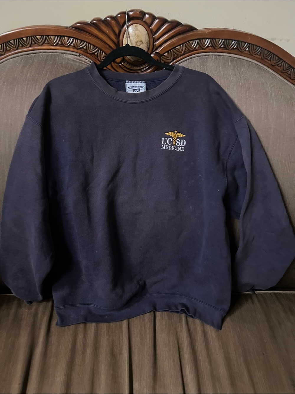 Lee Navy Crewneck Sweatshirt with Gold UCSD Medicine Logo